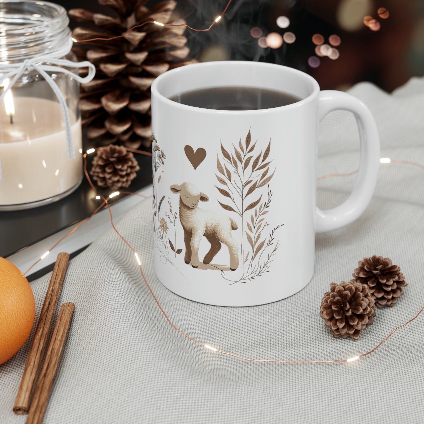 Tranquil Lamb Ceramic Coffee Mug, 11oz
