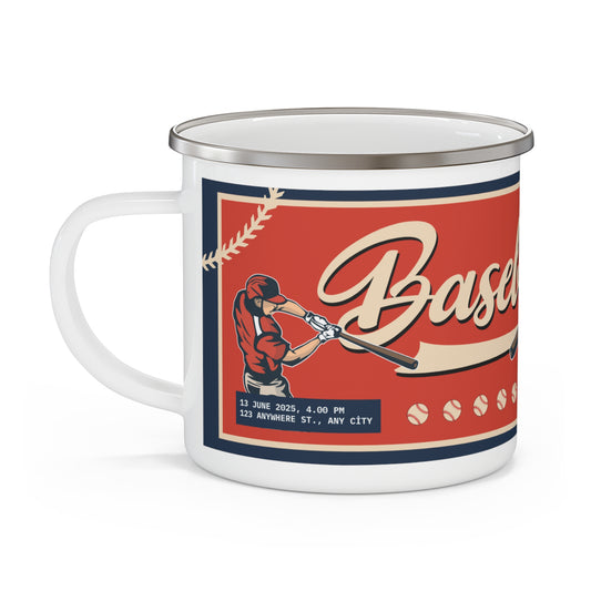 Game Day Brew: Baseball Ticket-Themed Enamel Mug